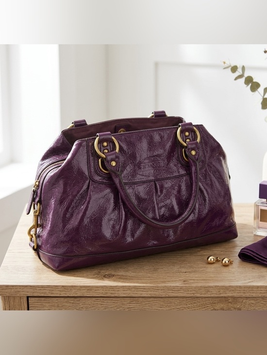 Coach Handbags - Coach 2008 Ergo Plum Purple Pleated Patent Leather Satchel Bag 10105 Y2K